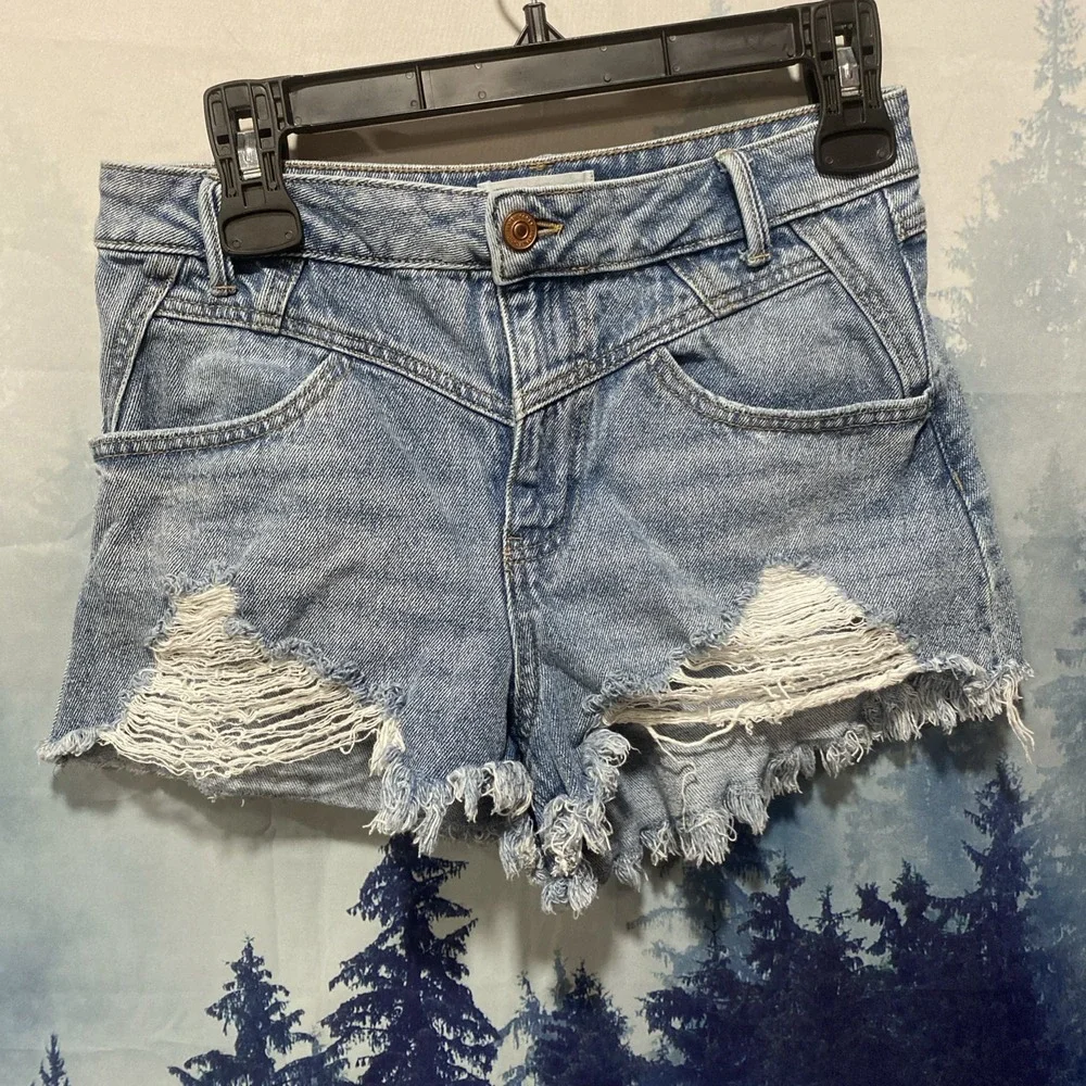 Happily Grey Cutoff Festival High Rise Jean Shorts Size 5/27 Cotton